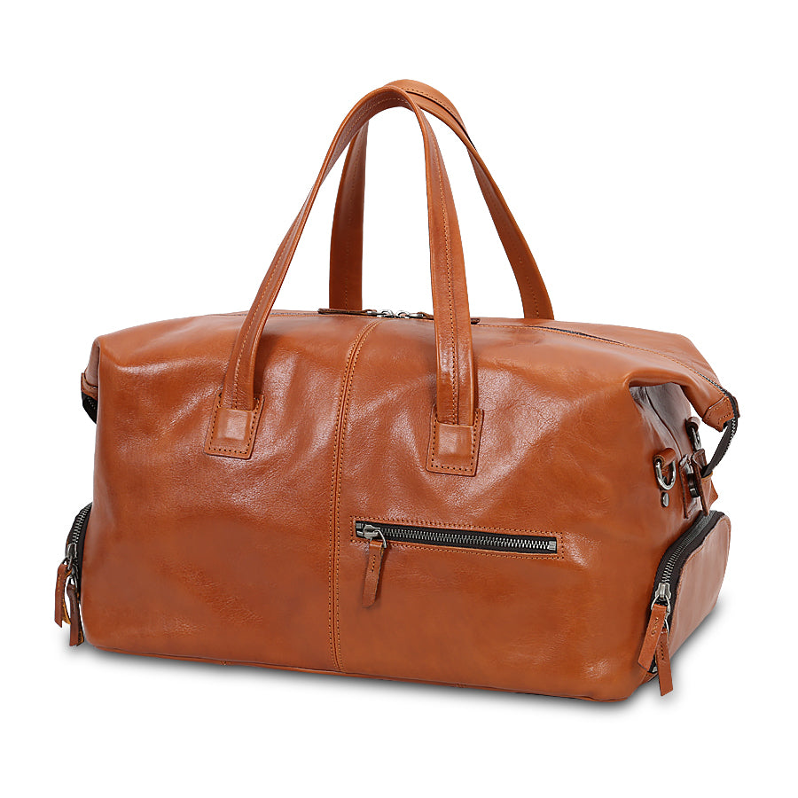 Spacious Leather Travel Duffel Bag with Organized Storage Pockets