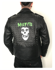 Men's Skull Studded Black Leather Jacket