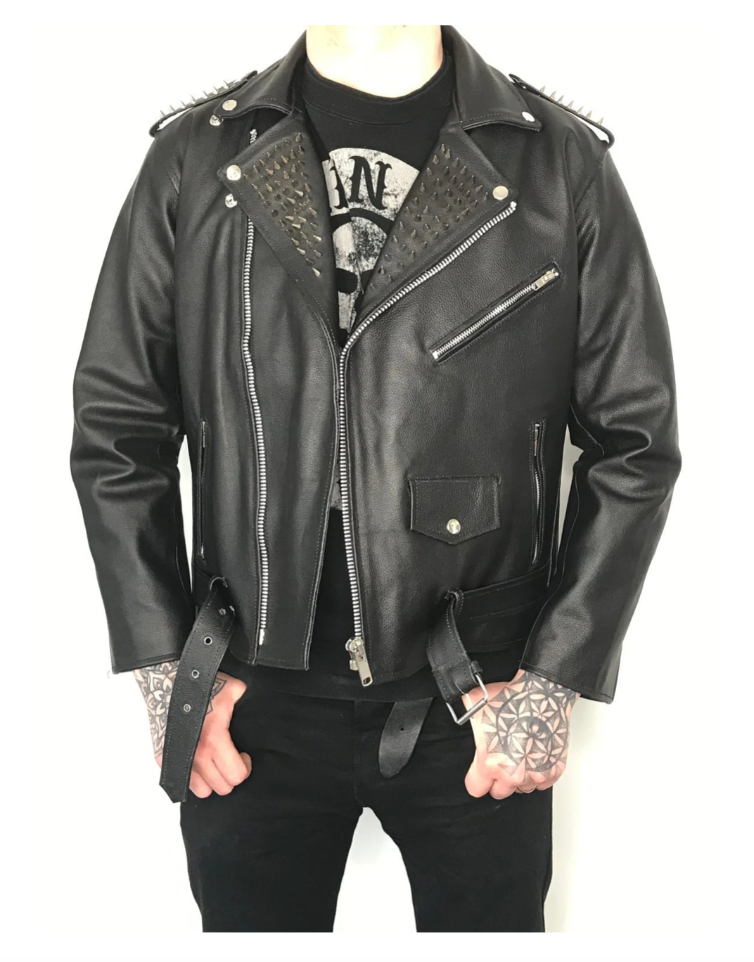 The Misfit skull Studded Black Leather Jacket for men, Men Rock Punk Emo