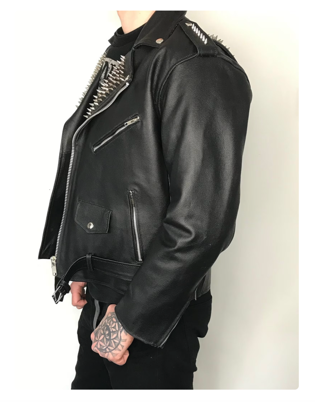 The Misfit skull Studded Black Leather Jacket for men, Men Rock Punk Emo