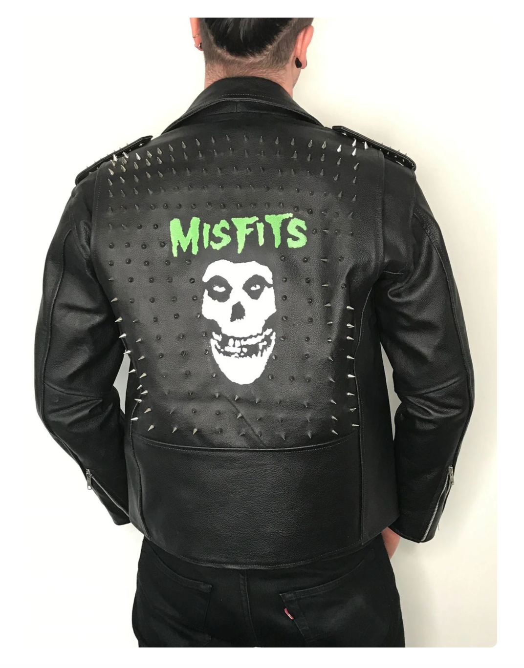 The Misfit skull Studded Black Leather Jacket for men, Men Rock Punk Emo