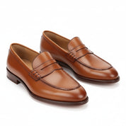 Brown Leather Moccasins Loafers - three-quarter-view