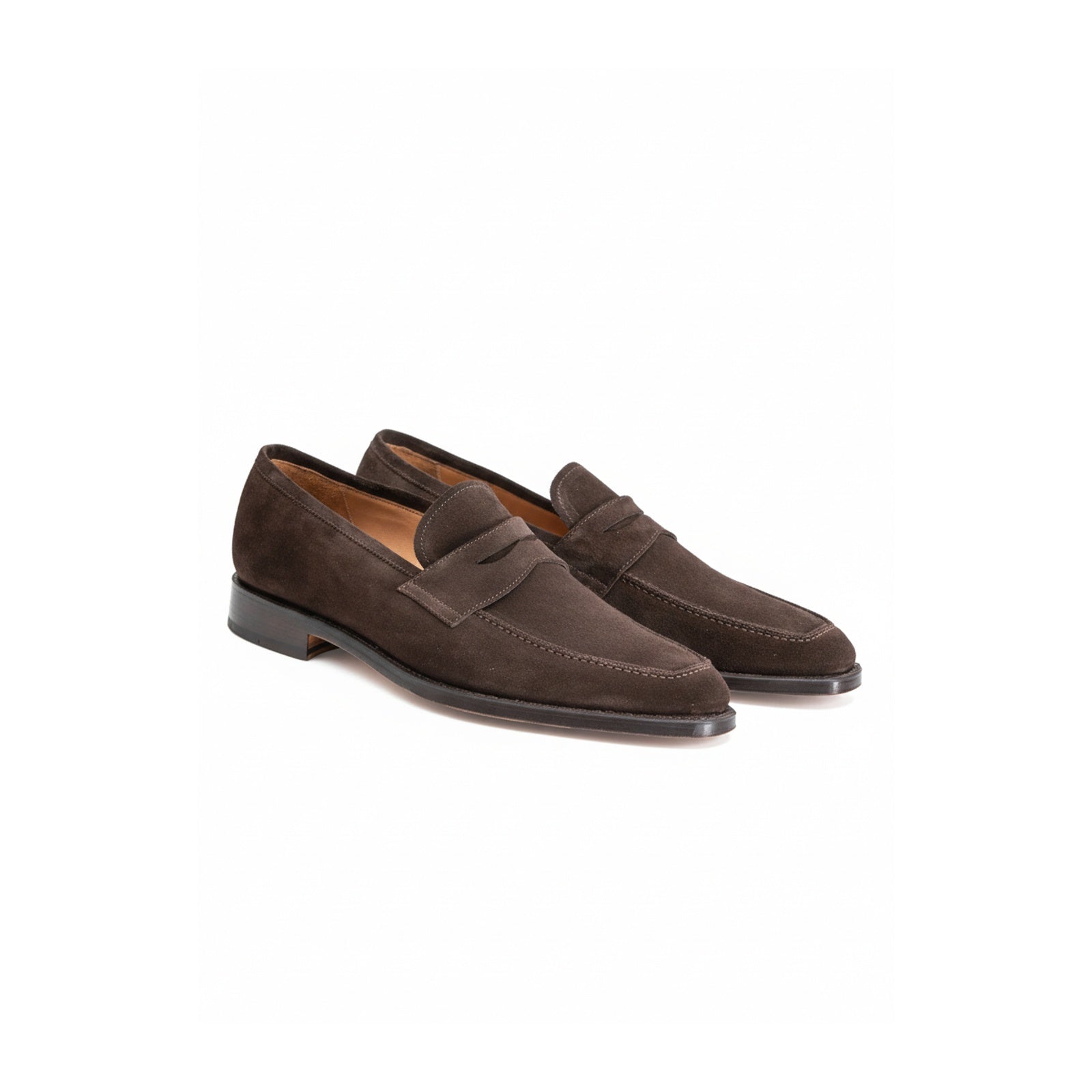 Brown Suede Leather Moccasins Loafer Slip Ons - three-quarter-view