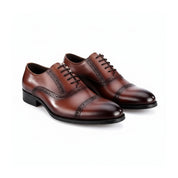 three-quarter-view - Cow Leather Oxford Brogue Dress Shoes