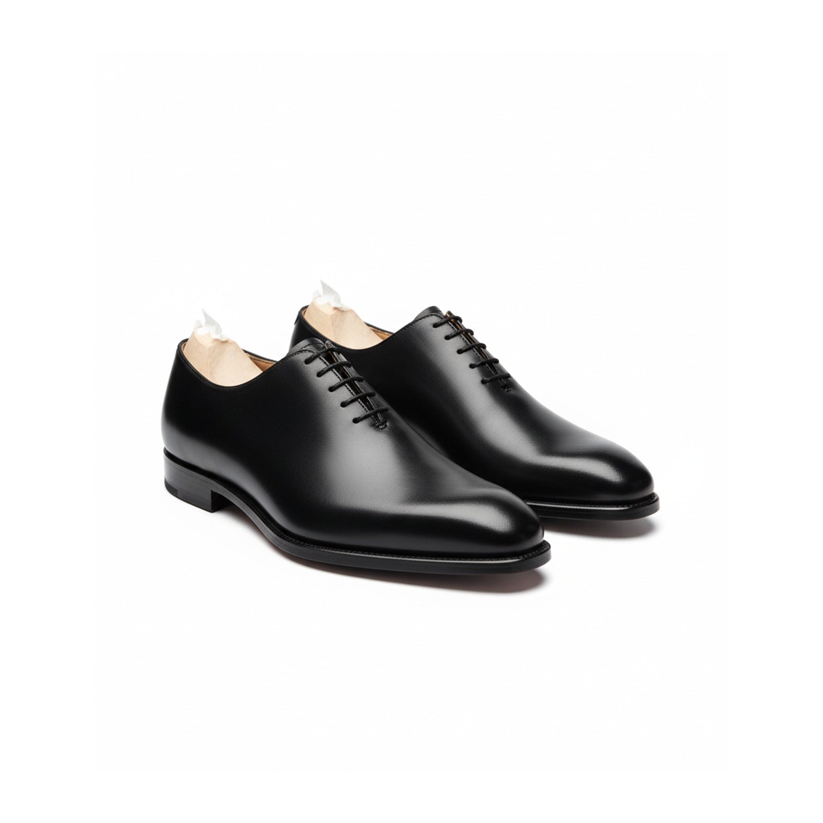 Men's Black Leather Oxford Dress Shoes - three-quarter-view