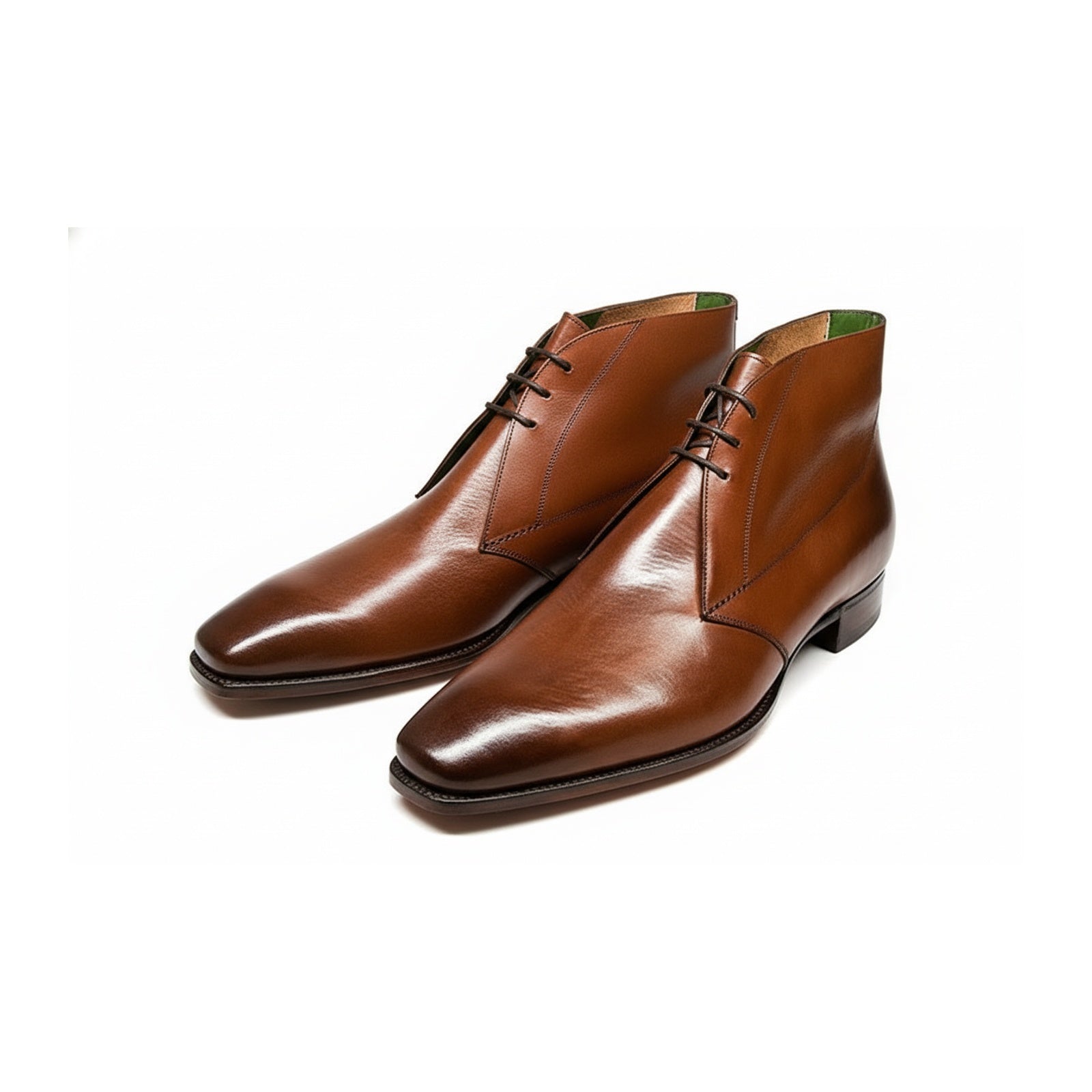 Men's Brown Leather Ankle Boots - Chukka Style - three-quarter-view