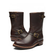 Men's Maroon Leather Work Boots - three-quarter-view
