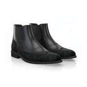 Men's Black Leather Chelsea Boots - three-quarter-view