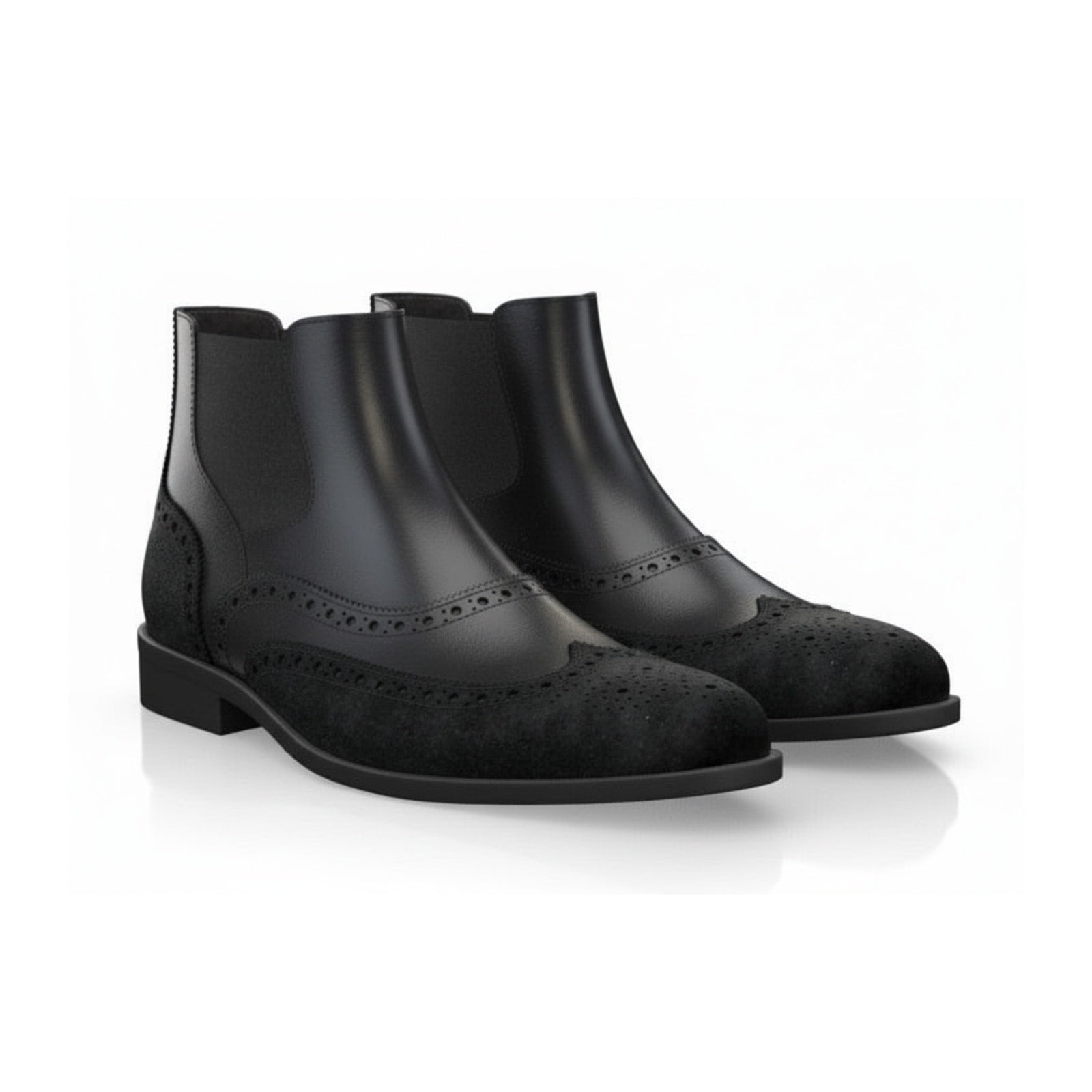 Men's Black Leather Chelsea Boots - three-quarter-view