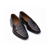 Men's Black Leather Moccasins - three-quarter-view