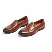 Men's Brown Leather Loafers - three-quarter-view