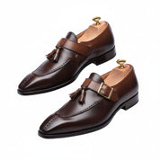 Men's Two-Tone Leather Tassel Dress Shoes - three-quarter-view