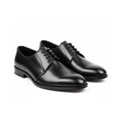 Men's Black Leather Lace-up Dress Shoes - three-quarter-view