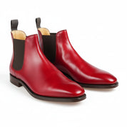 Men's Red Leather Chelsea Boots - three-quarter-view