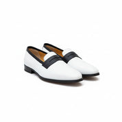 three-quarter-view - Handmade Men Two Tone Penny Loafer Shoes, Men Spectatorleather Shoes