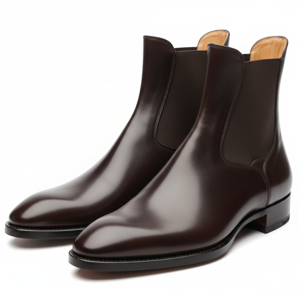 Men's Black Leather Chelsea Boots - three-quarter-view