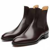 Men's Black Leather Chelsea Boots - three-quarter-view