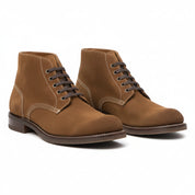 Men's Brown Suede Lace-Up Ankle Boots - three-quarter-view