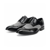 Handmade Mens Formal Shoes, Men Two Tone Wing Tip Dress Shoes, Shoes - three-quarter-view