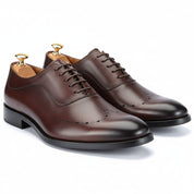 Men's Black Leather Formal Dress Shoes - three-quarter-view