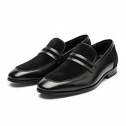 Handmade Mens Leather Shoes, Men Formal Slip on Leather Moccasin Dress Shoe - three-quarter-view