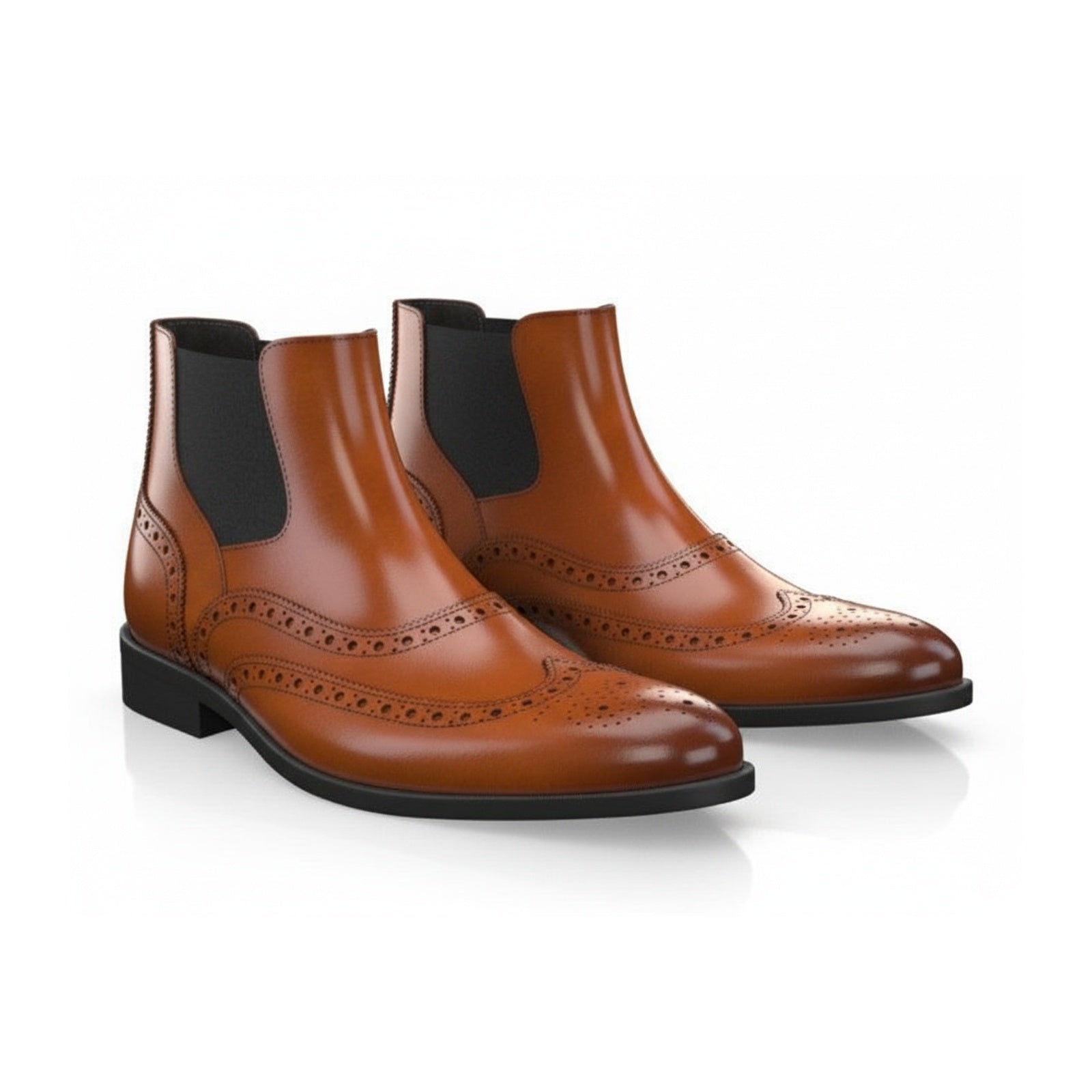Men's Tan Leather Chelsea Boots - three-quarter-view
