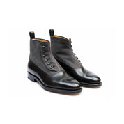 Men's Black & Gray Leather Ankle Boots - three-quarter-view