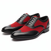 Handmade Two Tone Wingtip Brogue Party Shoes, Men Oxford Leather Dress Shoe - three-quarter-view