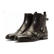 Men's Ankle High Leather Boots - three-quarter-view