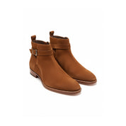 Men's Ankle High Suede Jodhpurs Boots in Tan Brown - three-quarter-view