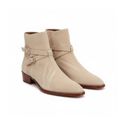 three-quarter-view - Men's Beige Suede Jodhpurs Boots with Ankle Strap