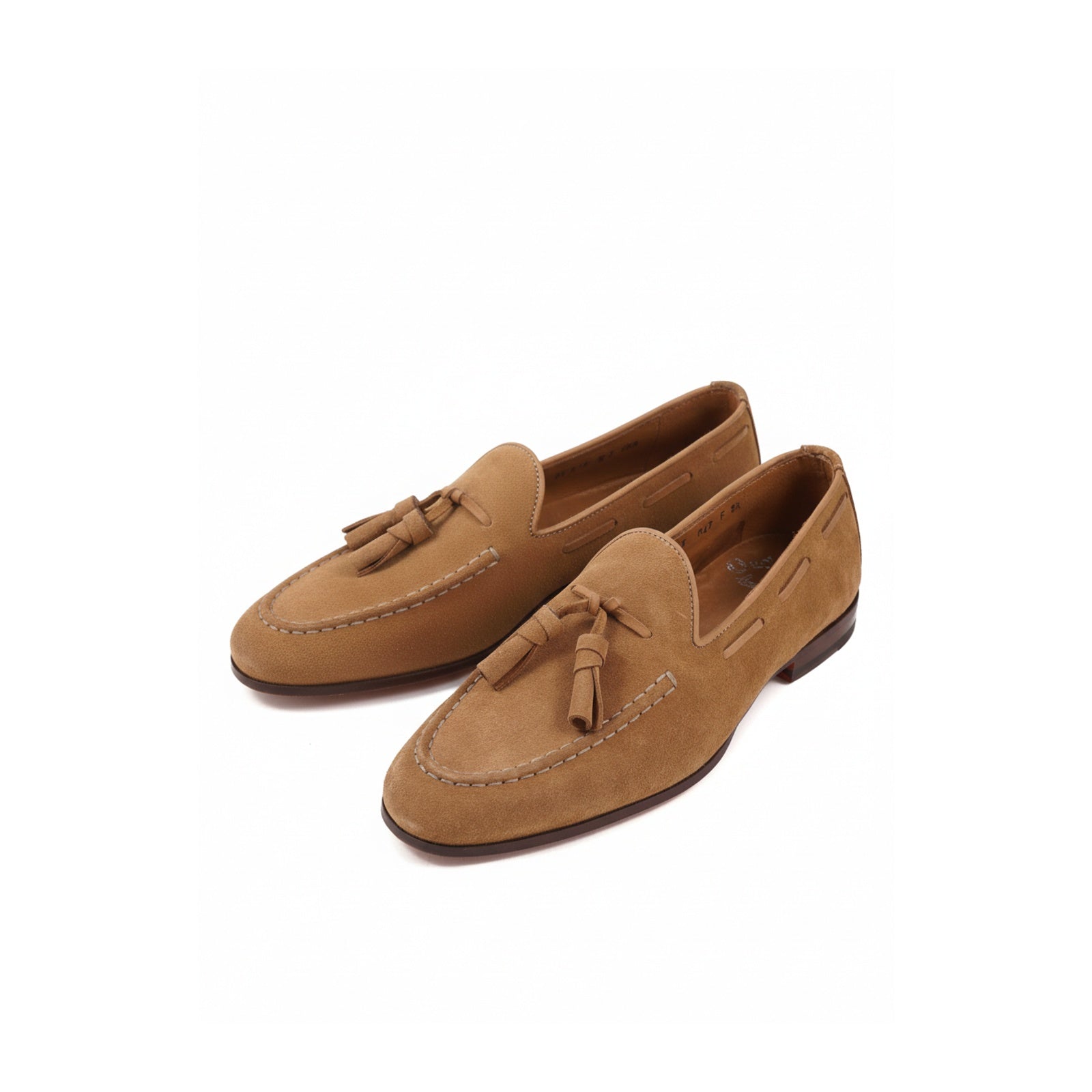Men's Beige Suede Loafers - three-quarter-view