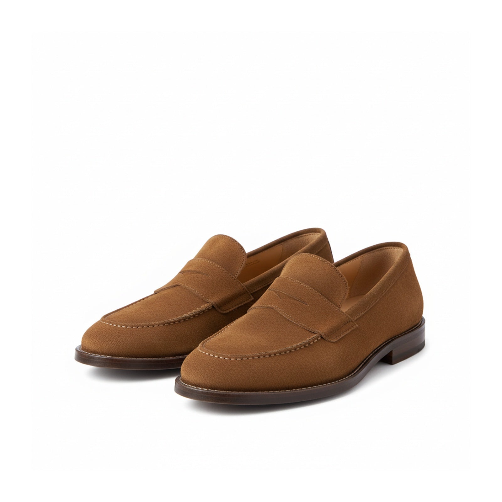 three-quarter-view - Men's Beige Suede Moccasin Loafers