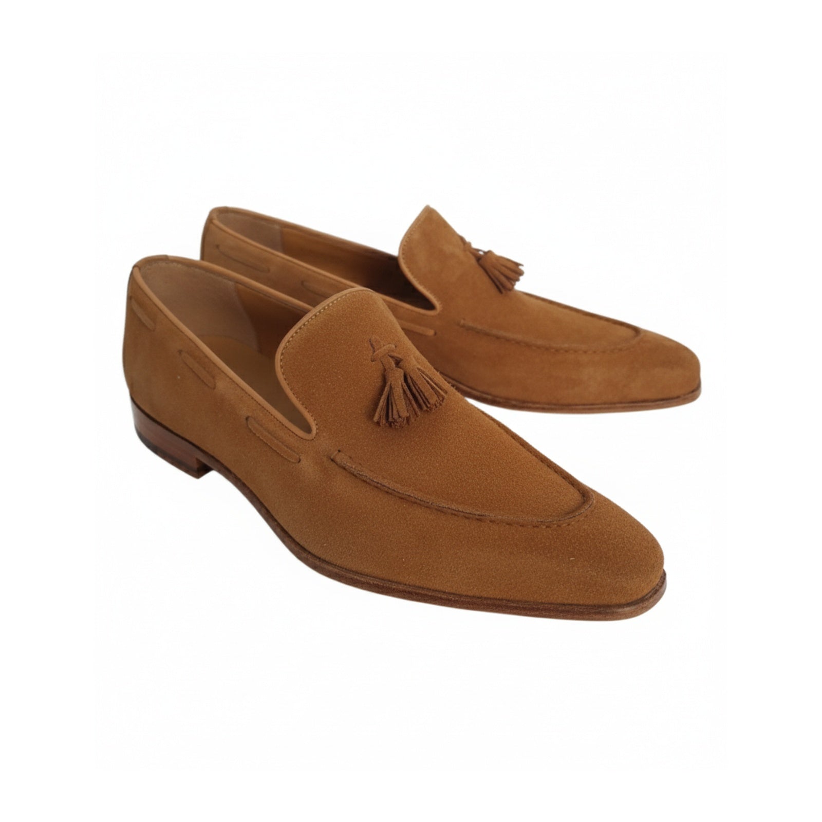 Men's Beige Tassel Moccasin Loafers - three-quarter-view