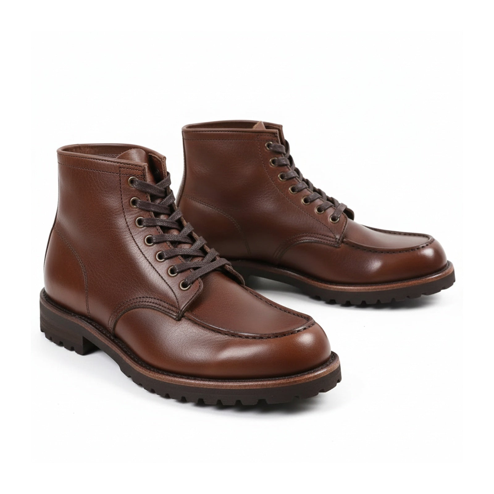 three-quarter-view - Men's Black Full Grain Leather Work Boots