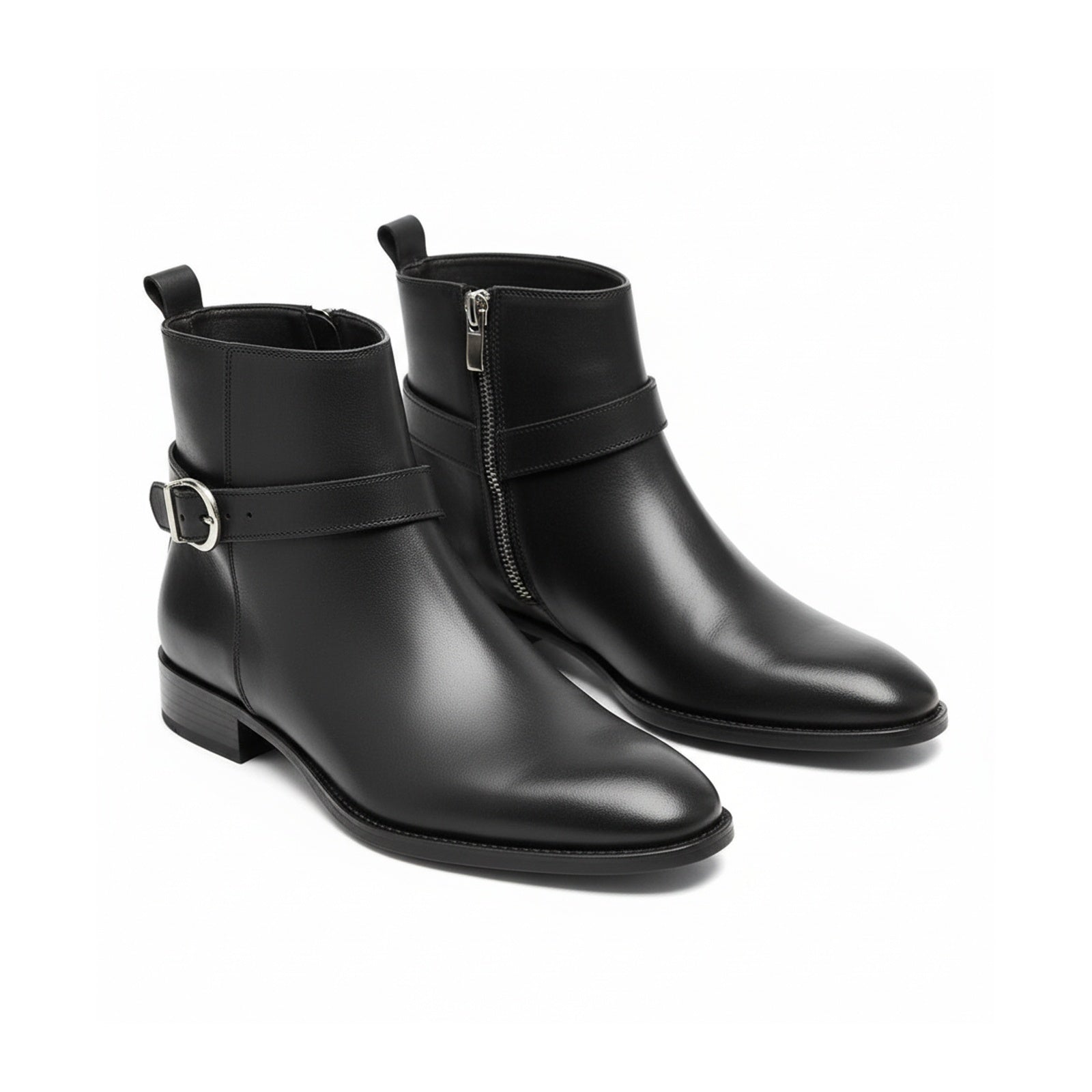 Men's Black Jodhpur Leather Boots - three-quarter-view