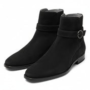 Men's Black Jodhpurs Ankle High Suede Boots - three-quarter-view