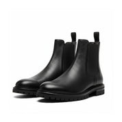 three-quarter-view - Men's Black Leather Ankle Boots