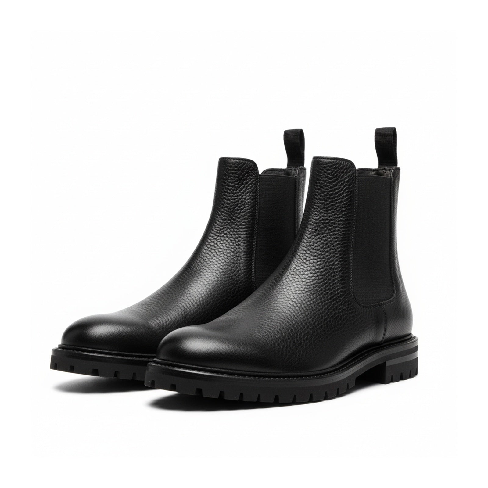 three-quarter-view - Men's Black Leather Ankle Boots