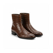 three-quarter-view - Men's Black Leather Ankle Boots