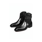 three-quarter-view - Men's Black Leather Ankle Boots
