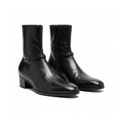 three-quarter-view - Men's Black Leather Ankle Boots