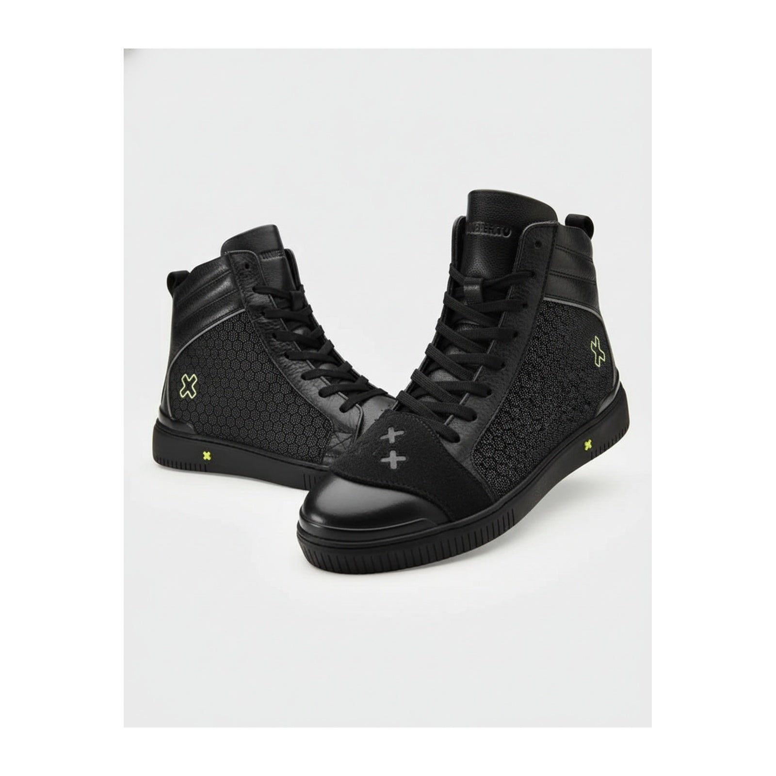 three-quarter-view - Men's Black Leather Biker Boots