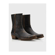 three-quarter-view - Men's Black Leather Biking Boots
