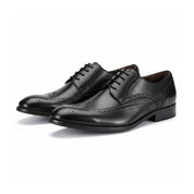 three-quarter-view - Men's Black Leather Brogue Dress Shoes