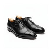 three-quarter-view - Men's Black Leather Brogue Oxford Shoes