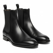 three-quarter-view - Men's Black Leather Chelsea Boots Ankle Style