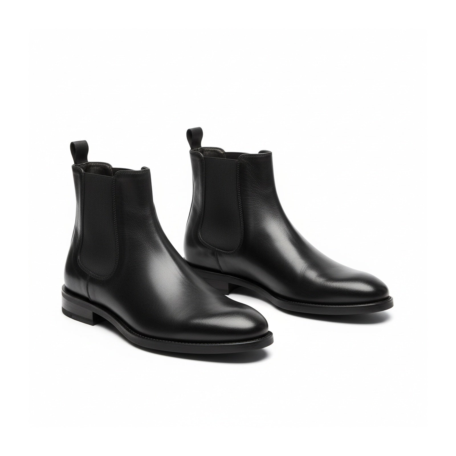 three-quarter-view - Men's Black Leather Chelsea Boots