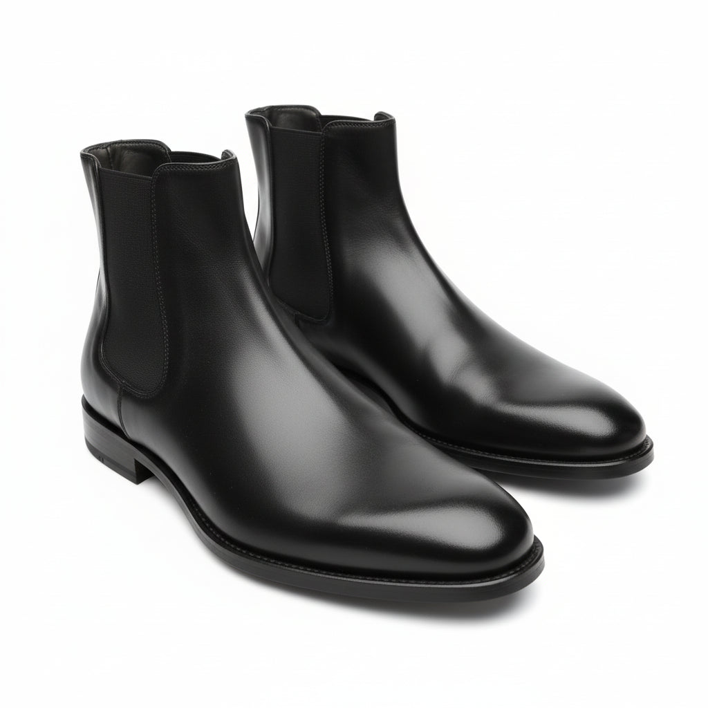 three-quarter-view - Men's Black Leather Chelsea Boots