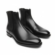 three-quarter-view - Men's Black Leather Chelsea Boots